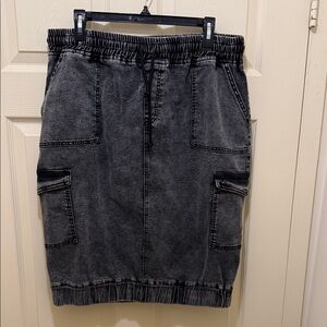 Ashley Stewart Washed Black Cargo Pencil Skirt